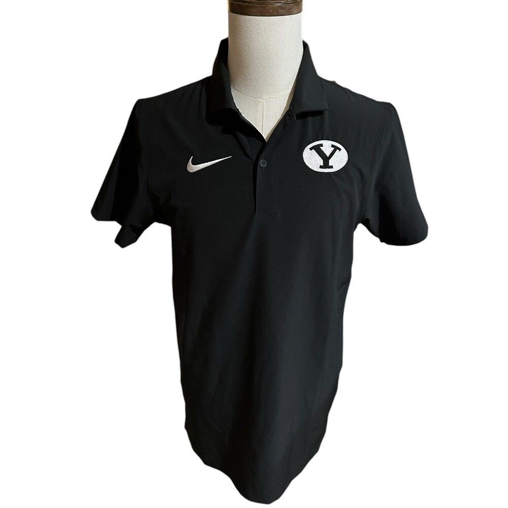 BYU Cougars Polo Shirt Mens Large Black NCAA Football Nike Dri Fit